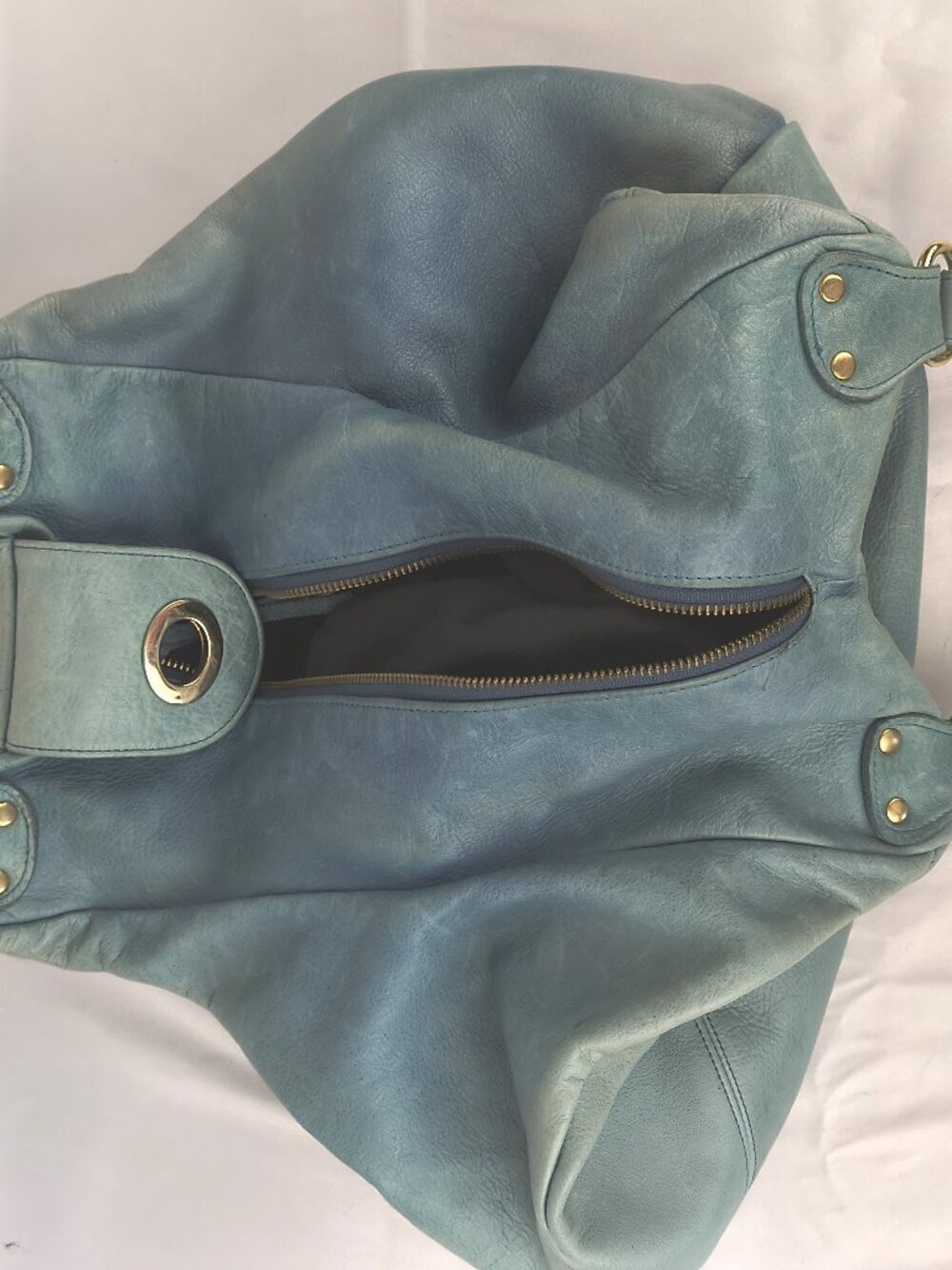 Large Mint Green Leather Tote Handbag - Stylish Everyday Shoulder Bag - Picture 5 of 12